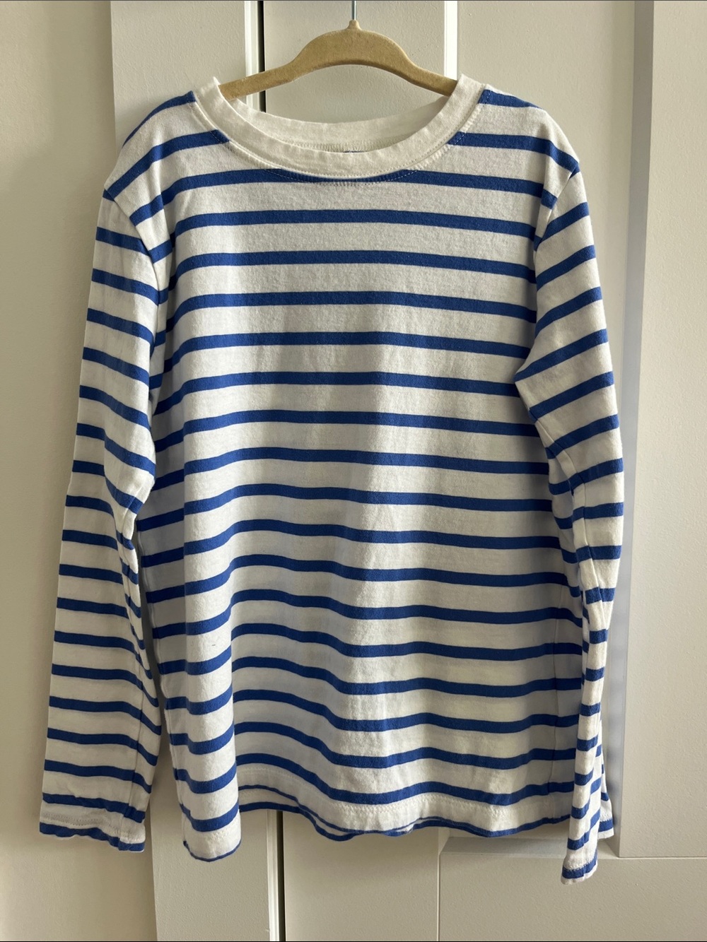 J. Crew Factory Blue and White Striped Long-Sleeve Tee